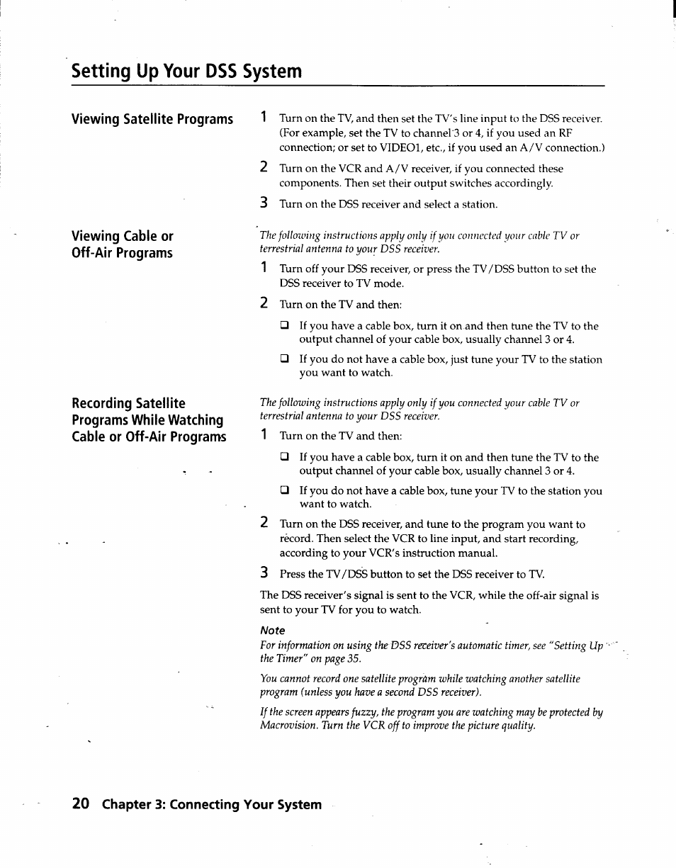 Setting up your dss system | Sony SAT-A3 User Manual | Page 20 / 116