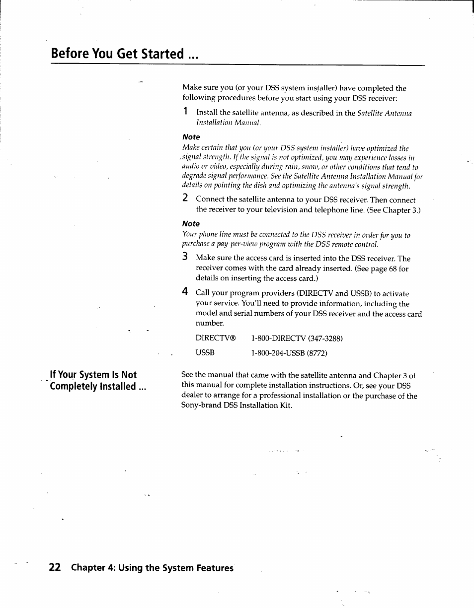 Before you get started | Sony SAT-A3 User Manual | Page 22 / 116