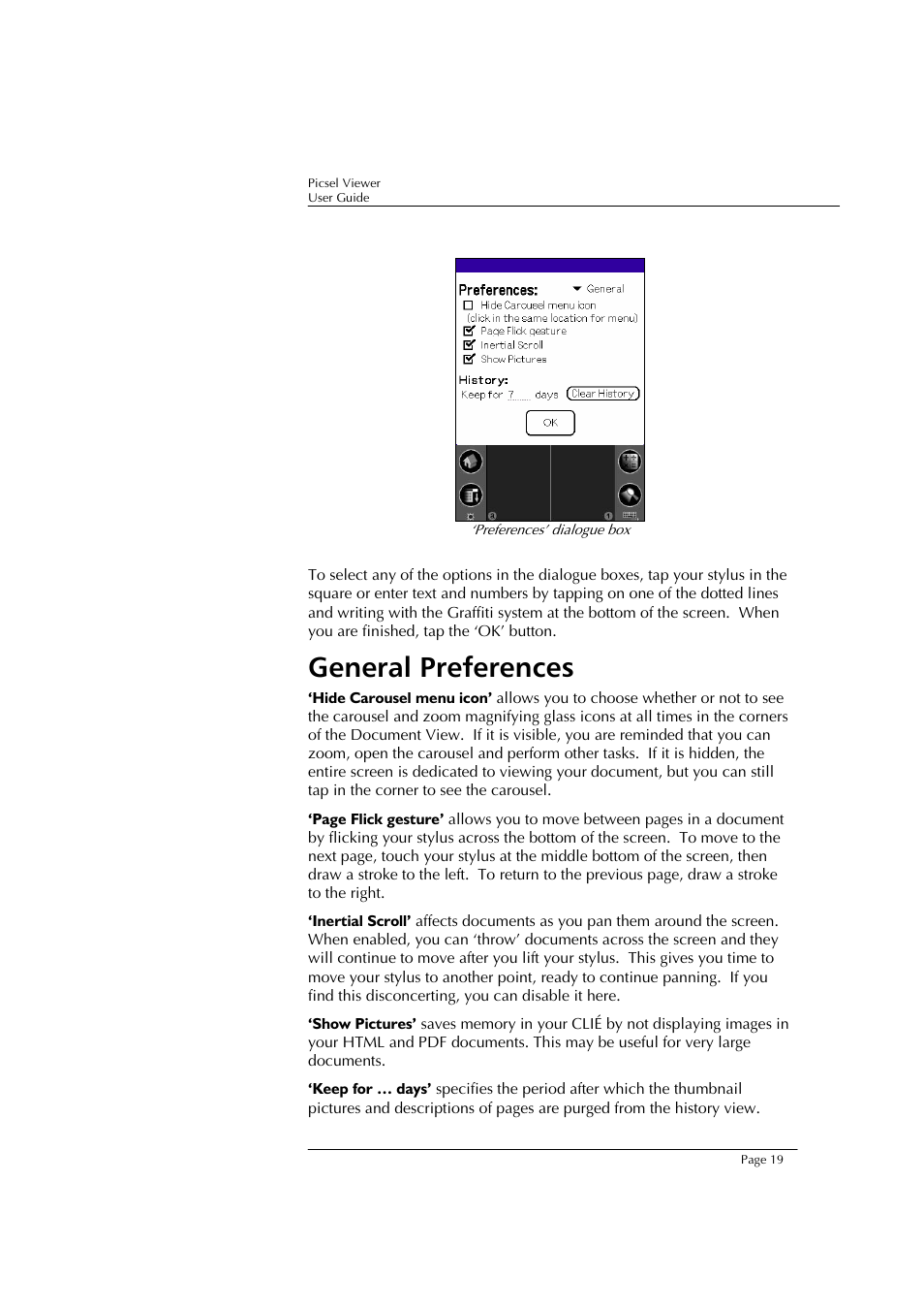 General preferences | Sony PEG-TJ37 User Manual | Page 19 / 24
