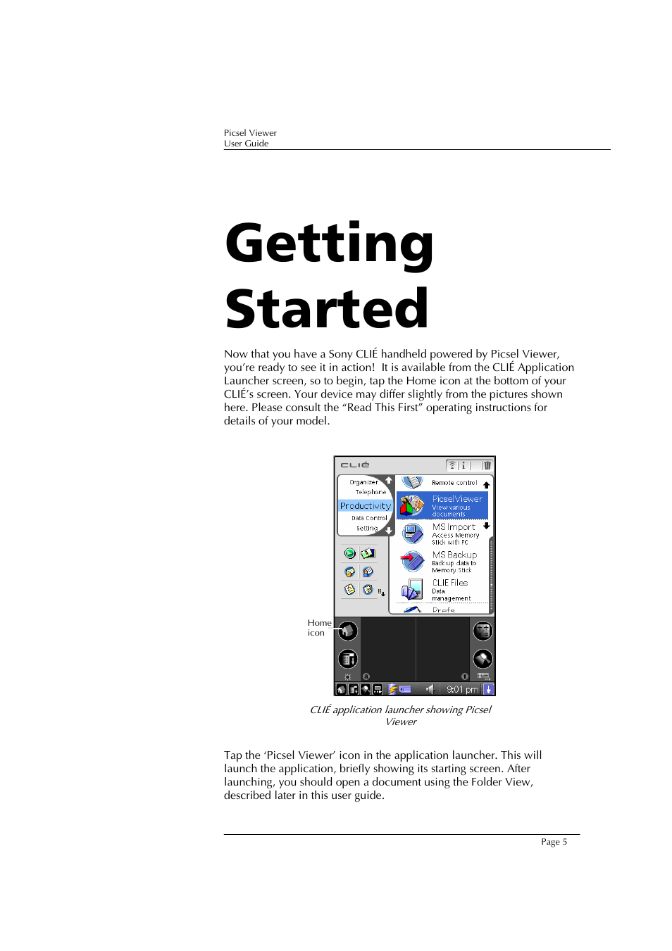 Getting started | Sony PEG-TJ37 User Manual | Page 5 / 24