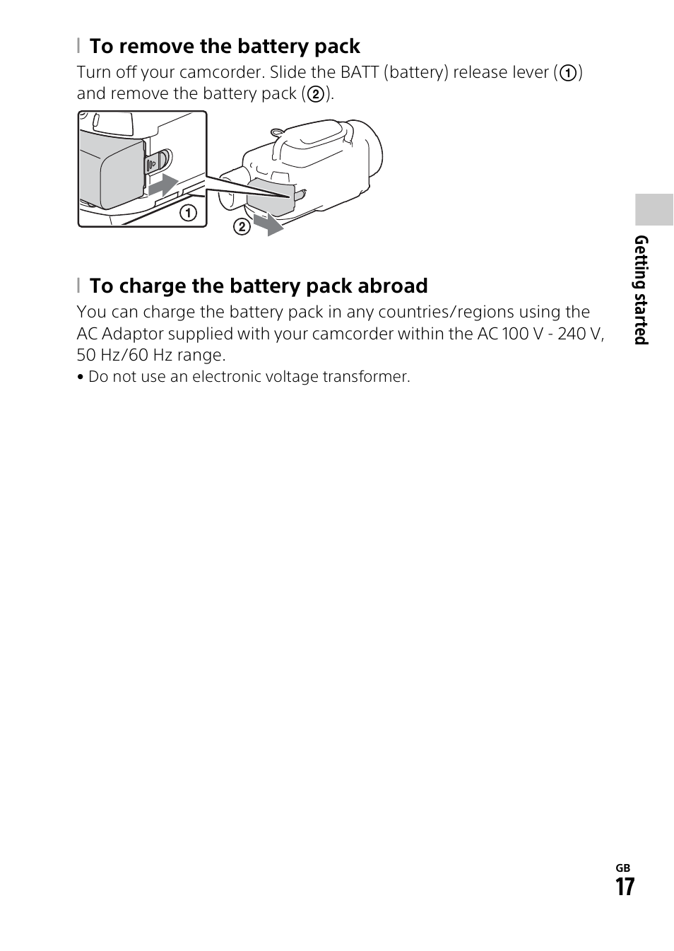 Sony HDR-CX900 User Manual | Page 17 / 56