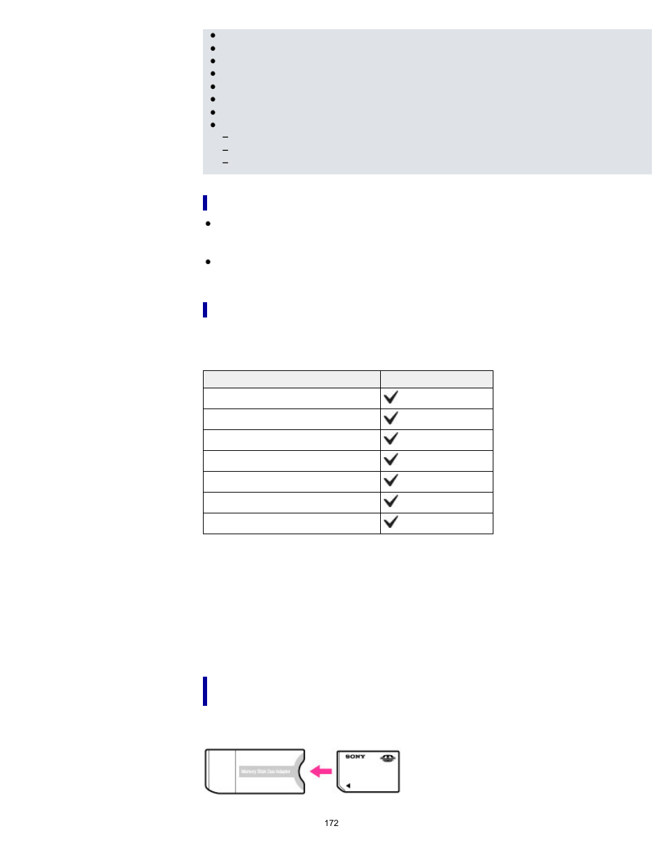 Memory stick” media | Sony DSC-H200 User Manual | Page 172 / 179