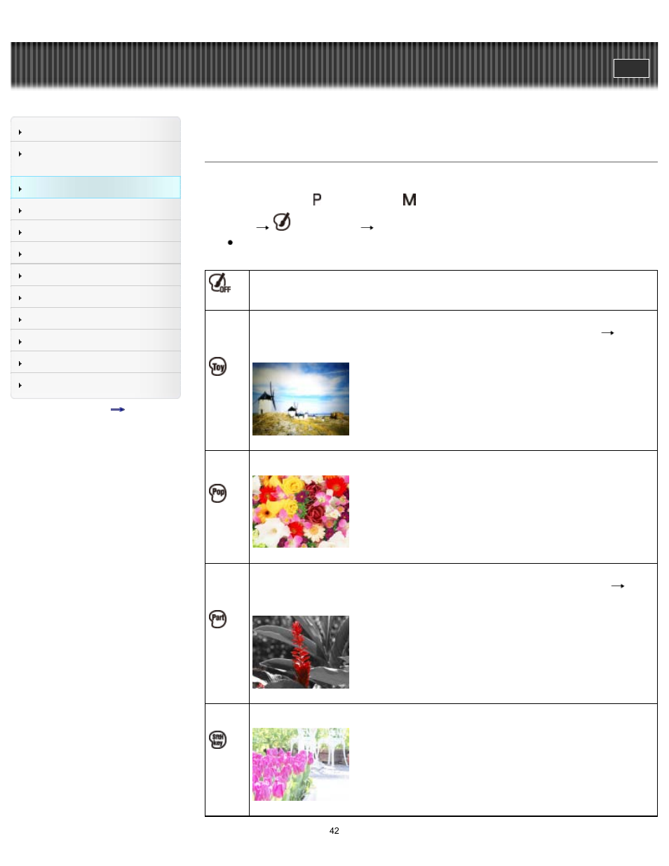 Picture effect, Cyber-shot user guide | Sony DSC-H200 User Manual | Page 42 / 179