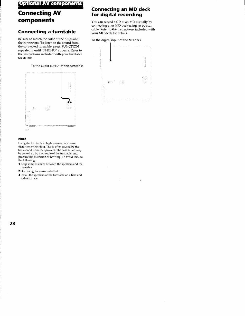 Connecting av components | Sony LBT-S3000 User Manual | Page 28 / 36