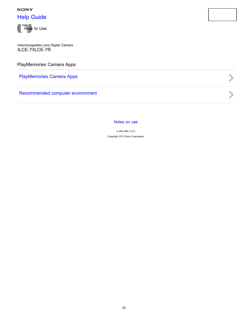 Playmemories camera apps, Help guide | Sony ILCE-7K User Manual | Page 79 / 455