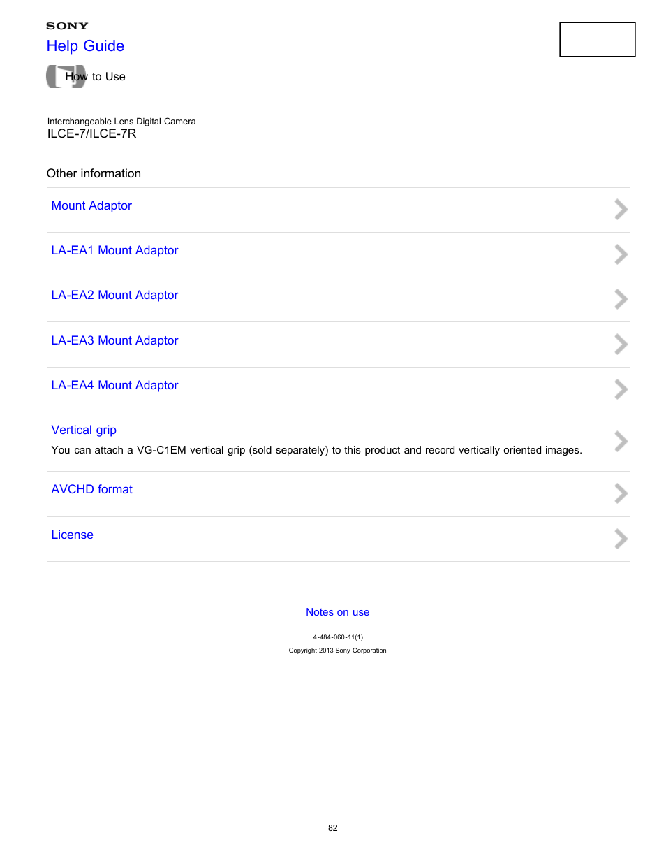 Other information, Help guide | Sony ILCE-7K User Manual | Page 91 / 455