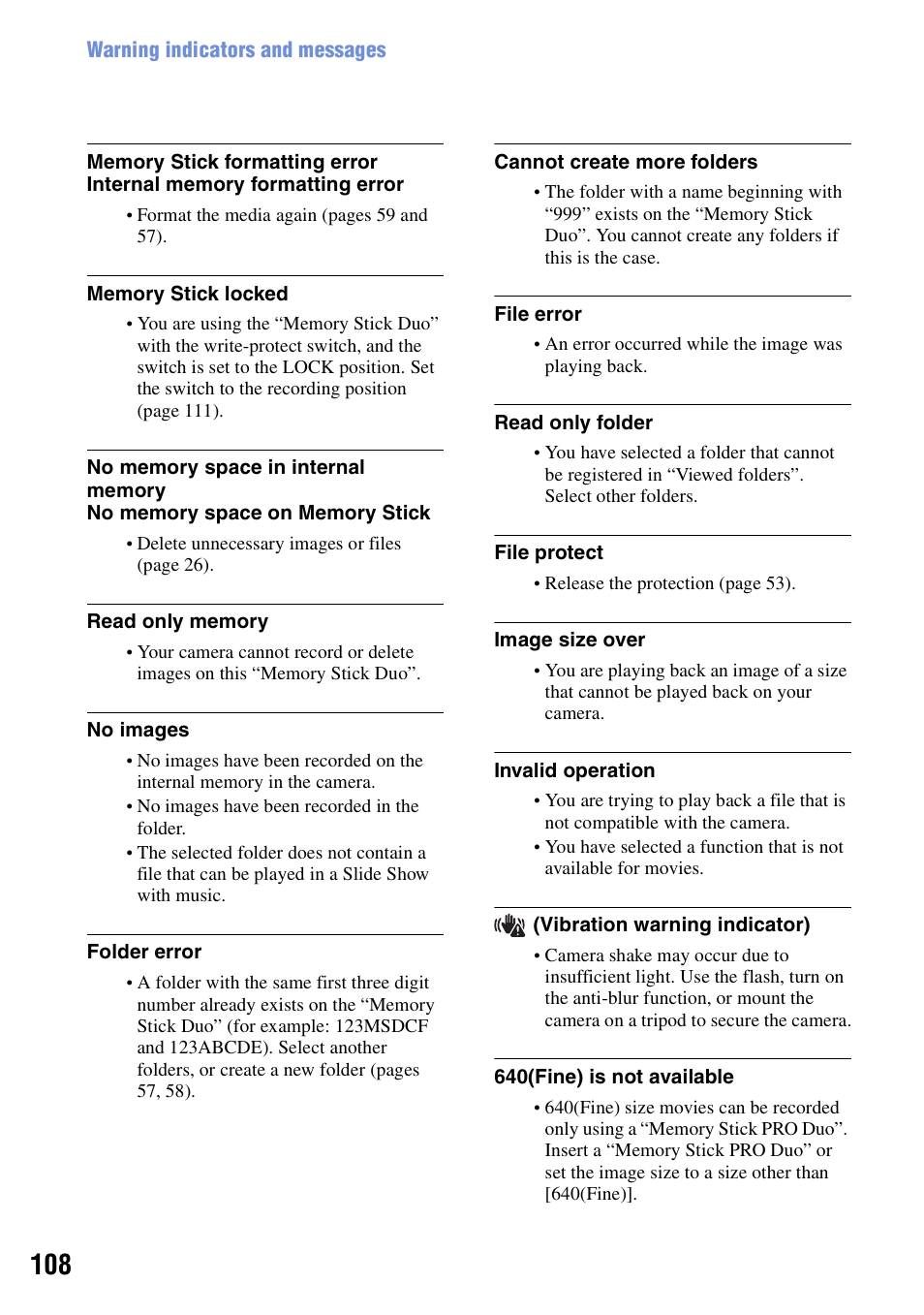 Sony DSC-T20 User Manual | Page 108 / 119