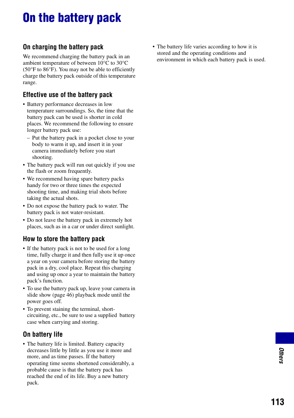 On the battery pack | Sony DSC-T20 User Manual | Page 113 / 119