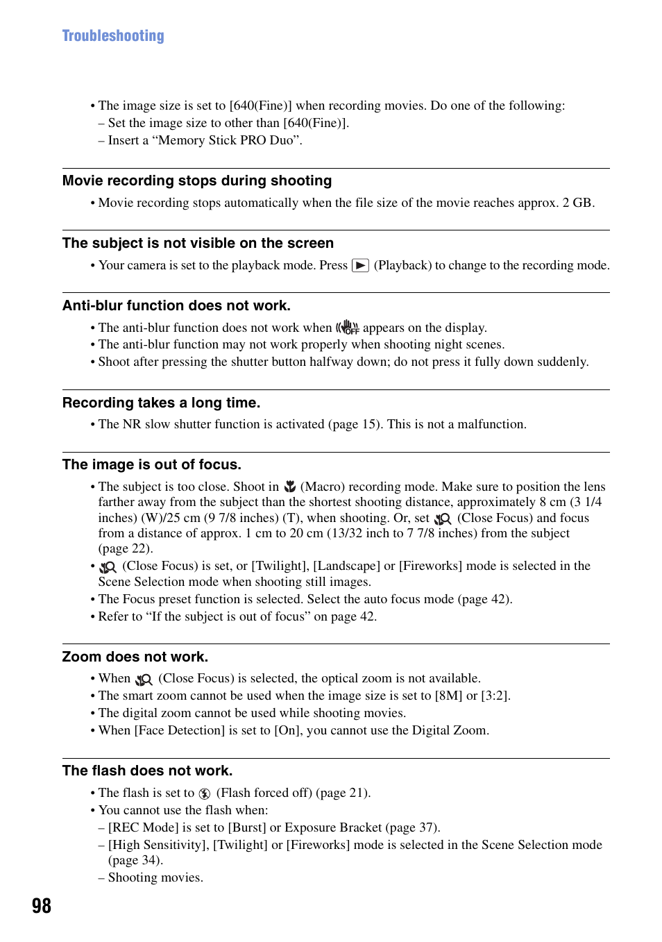 Sony DSC-T20 User Manual | Page 98 / 119