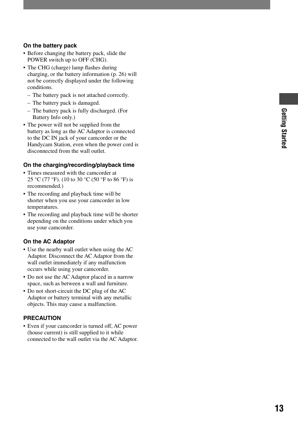 Sony DCR-HC32 User Manual | Page 13 / 123