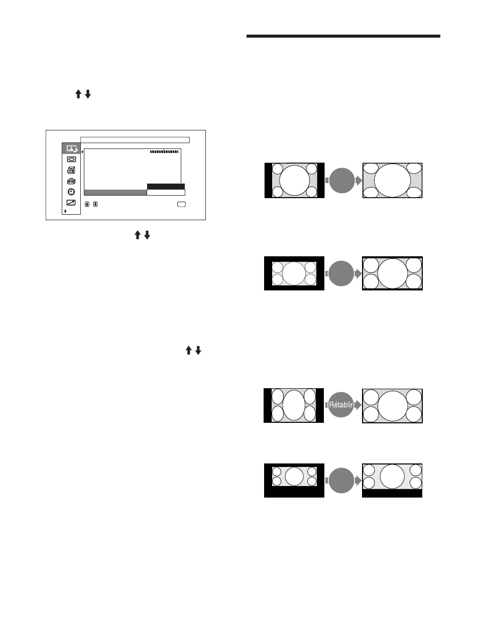 Agrandissement de l’image, B.lettre, S.-titre | Agr. 4/3 | Sony FWD-50PX1 User Manual | Page 131 / 348