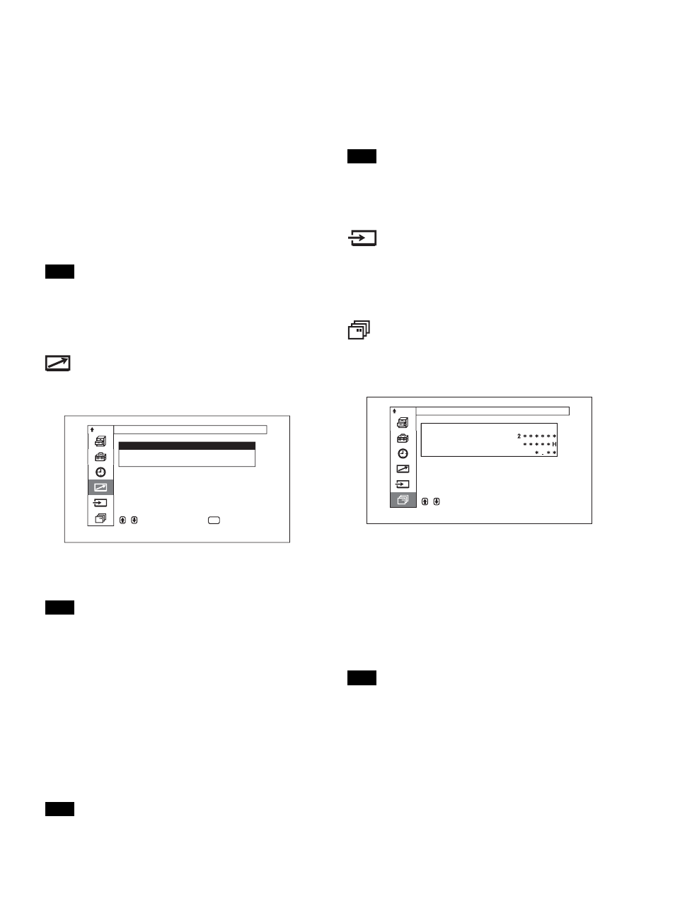 Remote menu, Input select menu, Unit status menu | This menu is used for remote control settings, Index number sets the index number of the display, This menu is used to switch the input signal | Sony FWD-50PX1 User Manual | Page 75 / 348
