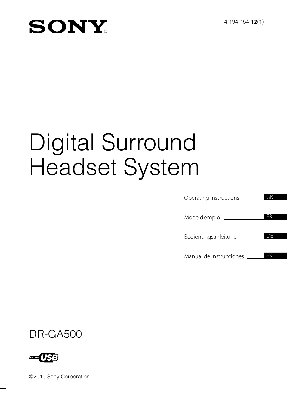 Sony DR-GA500 User Manual | 92 pages
