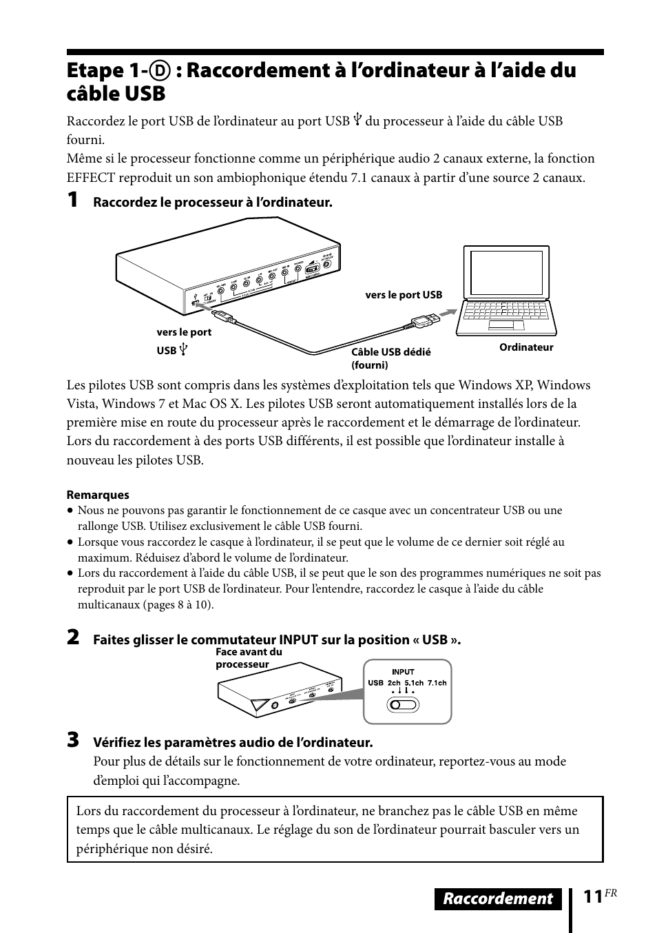 Etape 1- : raccordement à, L’ordinateur à l’aide du câble usb | Sony DR-GA500 User Manual | Page 33 / 92