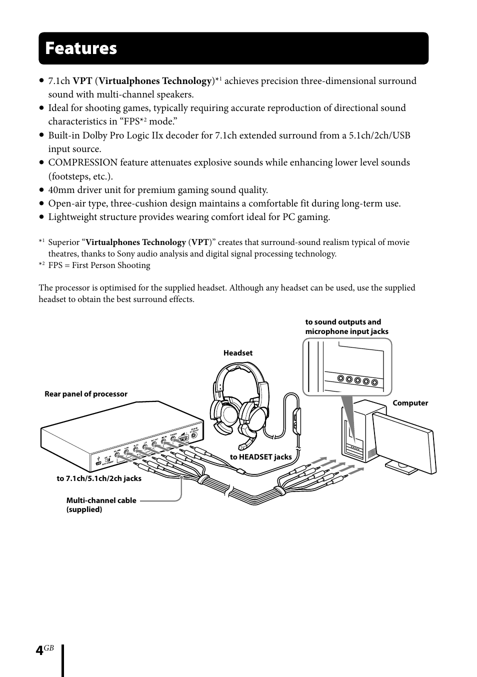 Features | Sony DR-GA500 User Manual | Page 4 / 92
