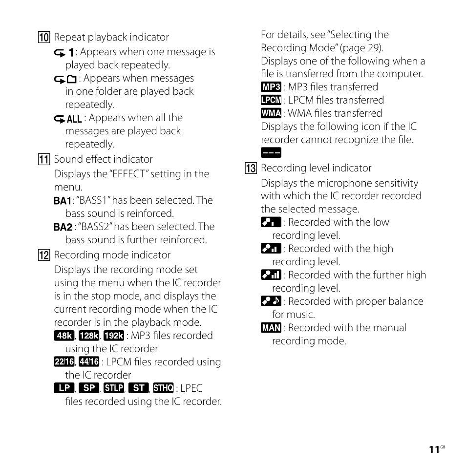 Sony ICD-SX700D User Manual | Page 11 / 134