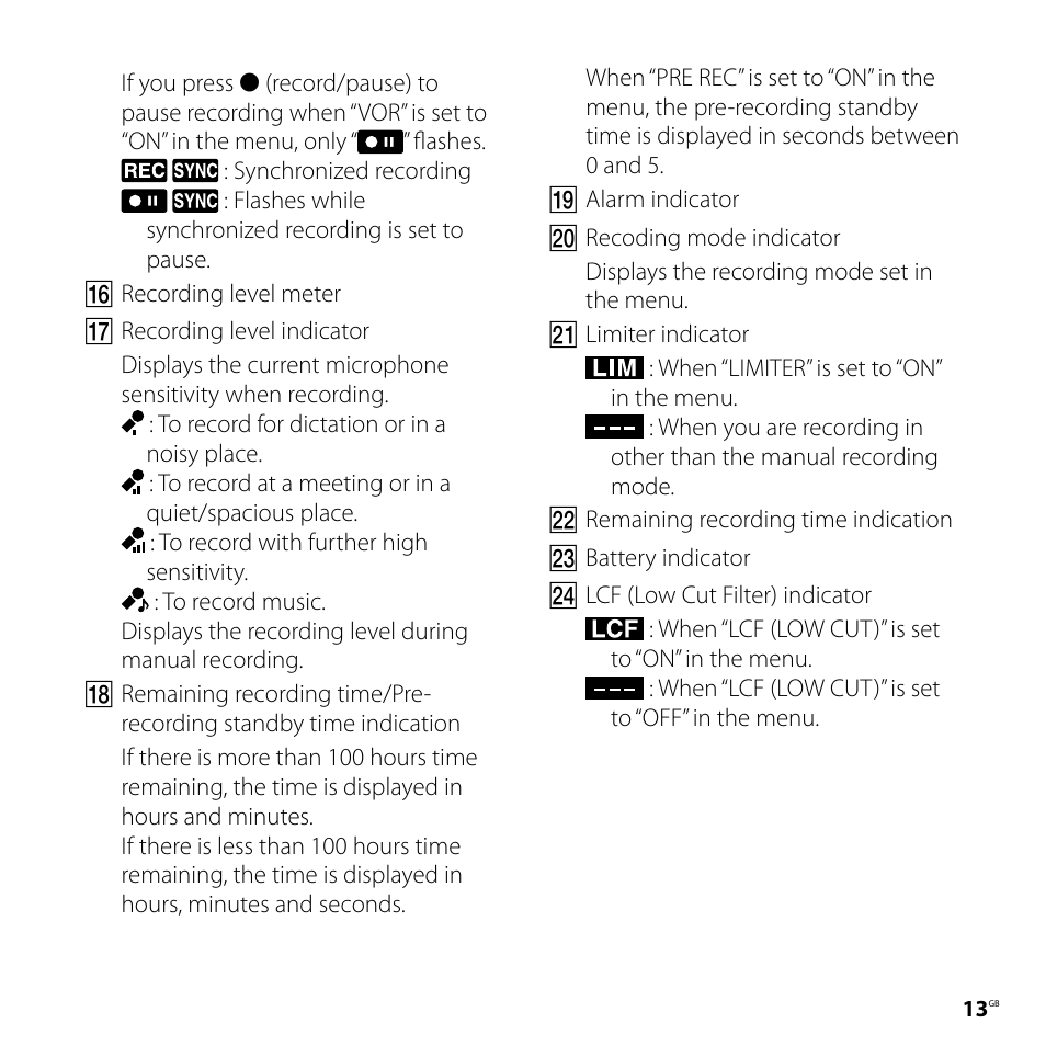 Sony ICD-SX700D User Manual | Page 13 / 134