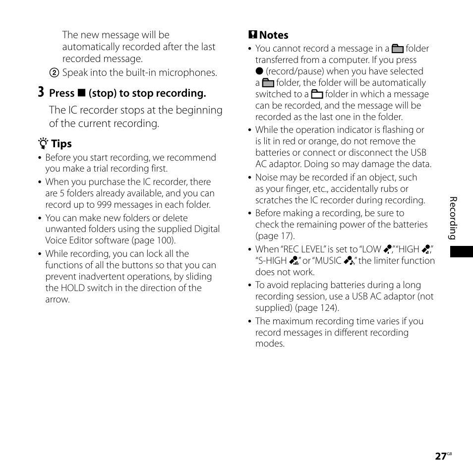 Sony ICD-SX700D User Manual | Page 27 / 134