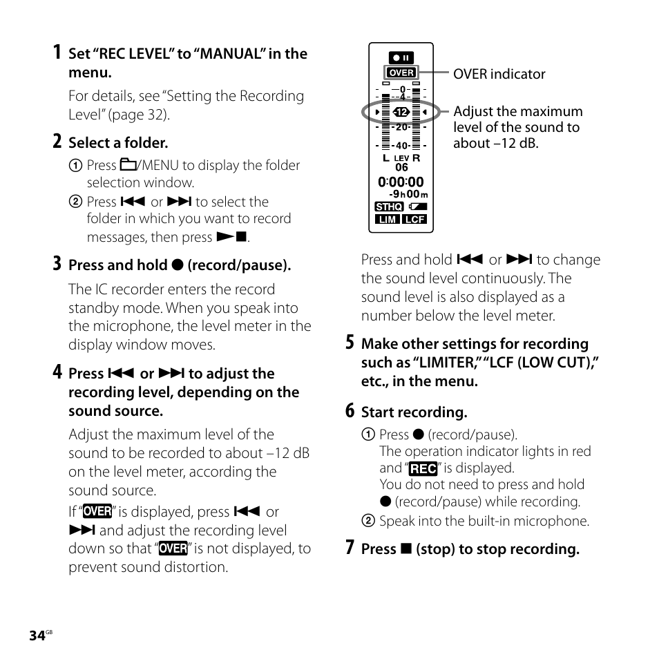 Sony ICD-SX700D User Manual | Page 34 / 134