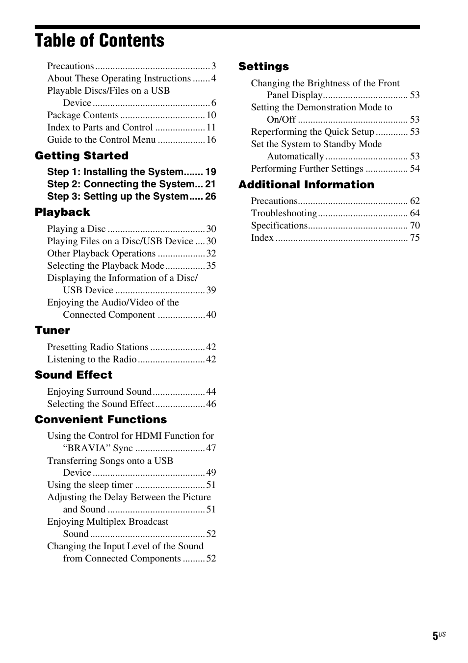 Sony DAV-DZ170 User Manual | Page 5 / 76