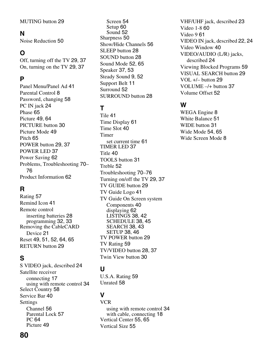 Sony KDS-R60XBR2 User Manual | Page 80 / 83