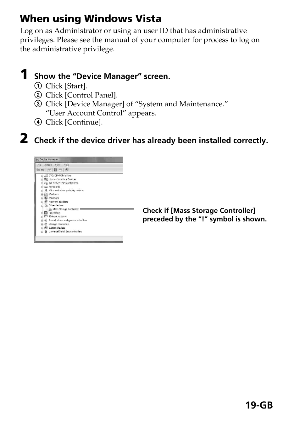 When using windows vista | Sony MSAC-EX1 User Manual | Page 19 / 34