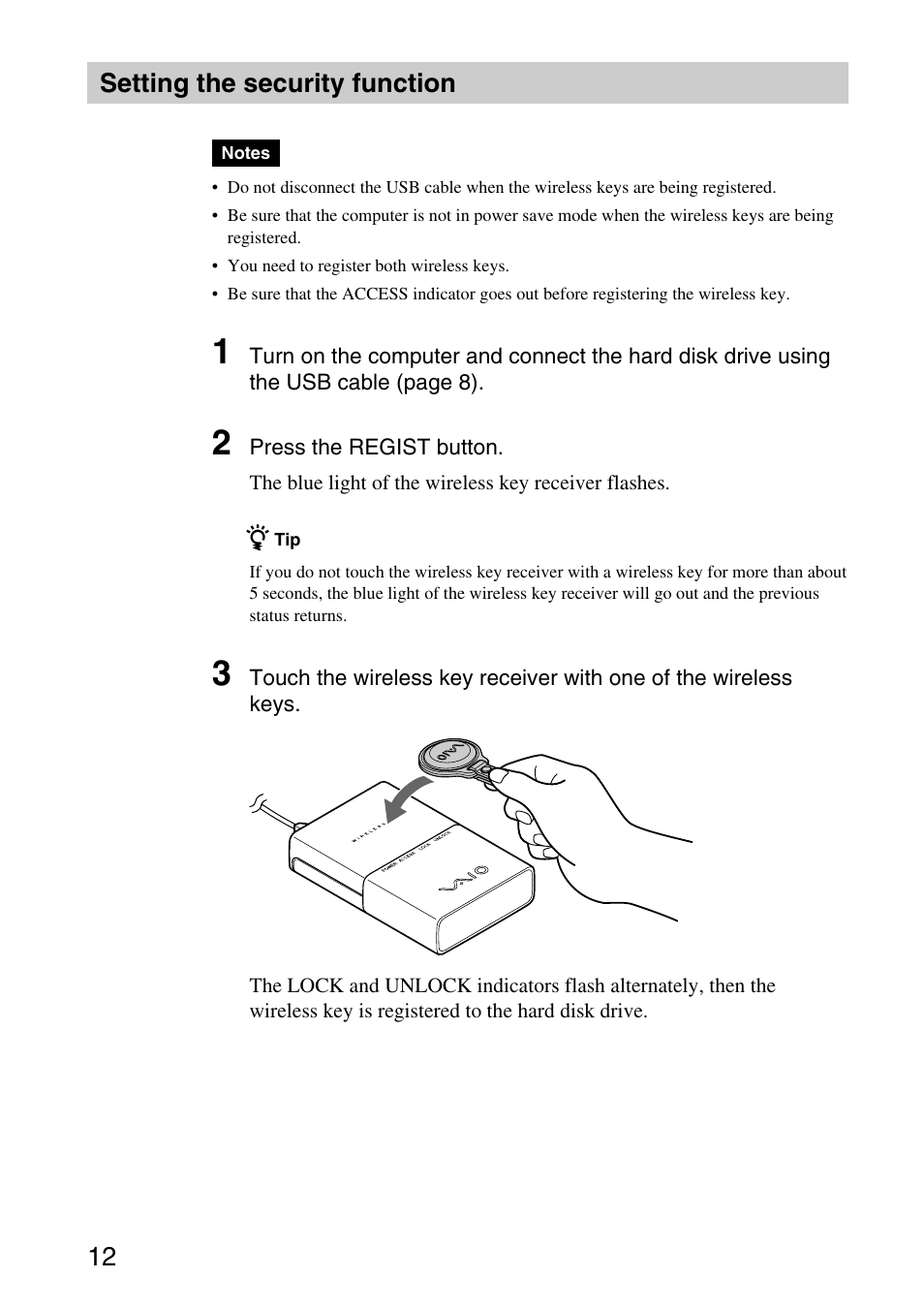 12 setting the security function | Sony VGP-UHDP04 User Manual | Page 12 / 23