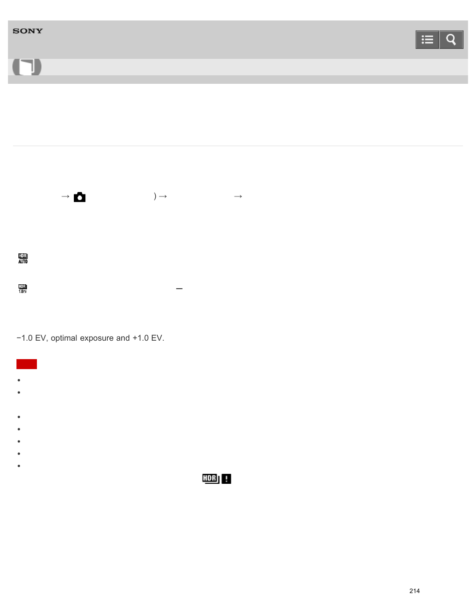 Auto hdr, Help guide | Sony ILCE-6000 User Manual | Page 219 / 458