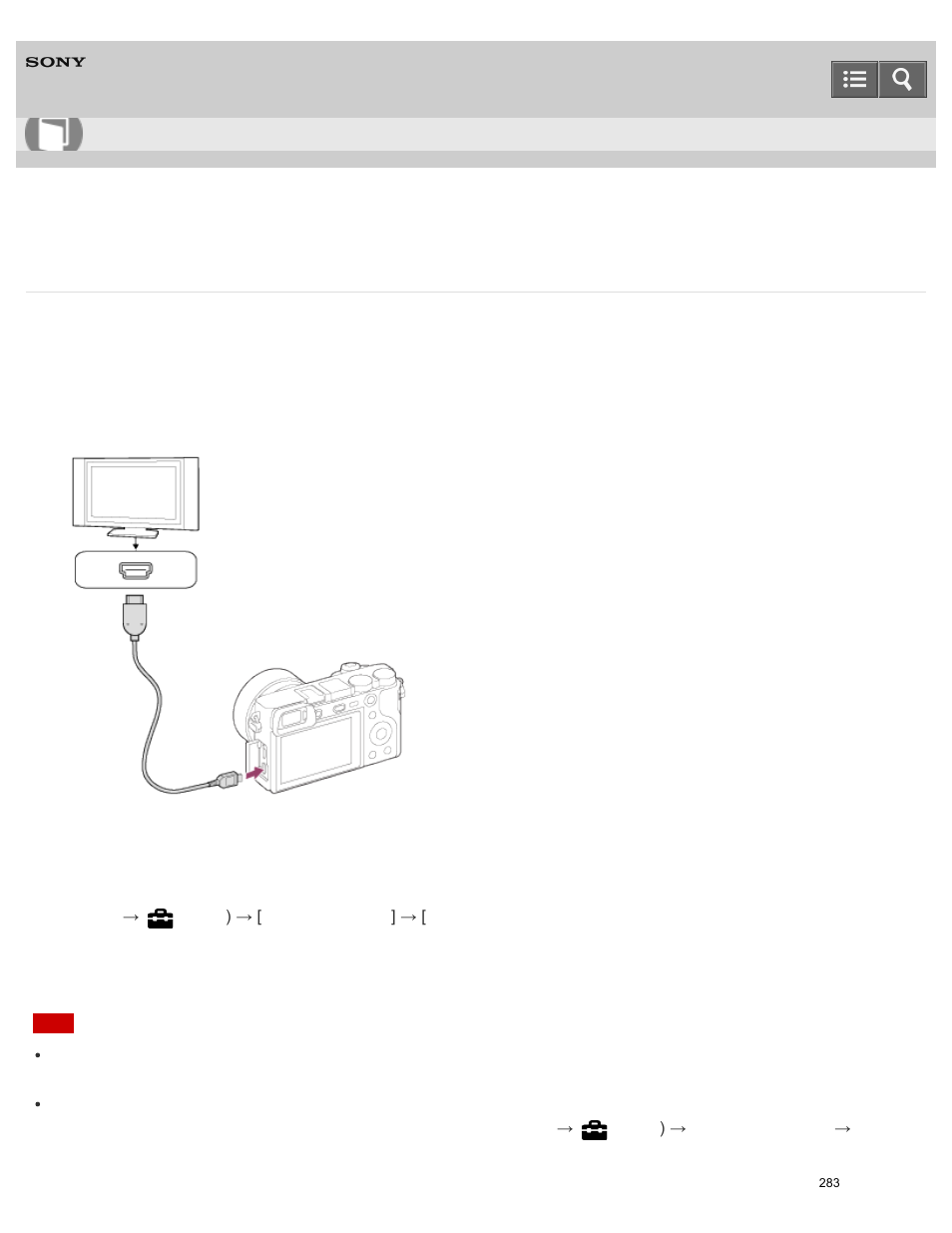 Viewing images on a “bravia” sync-compatible tv, Help guide | Sony ILCE-6000 User Manual | Page 288 / 458