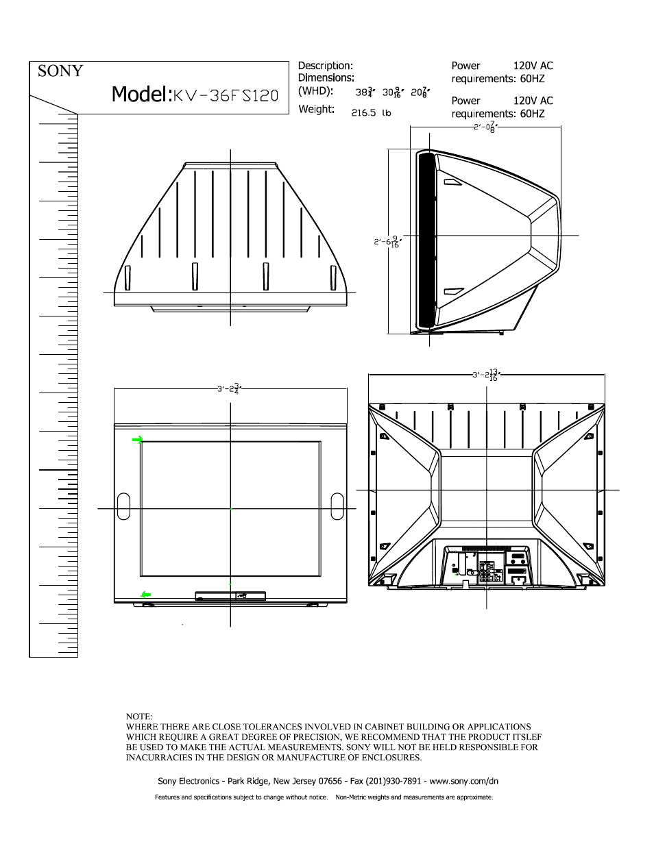 Sony KV-36FS120 User Manual | 2 pages