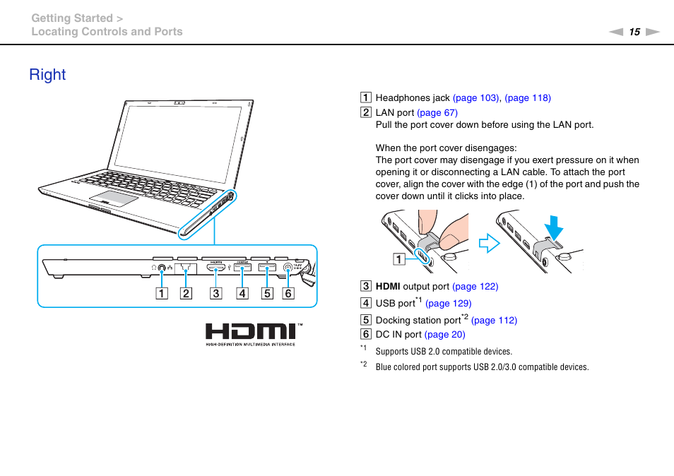 Right | Sony VPCZ2390X User Manual | Page 15 / 216