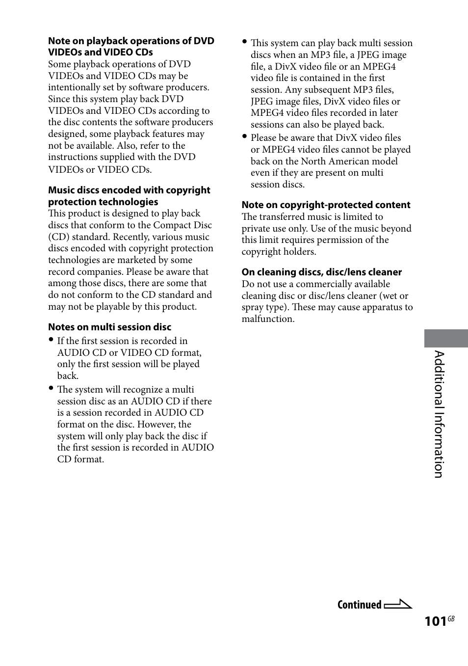 Additional i nf or ma tion | Sony WHG-SLK1I User Manual | Page 101 / 127