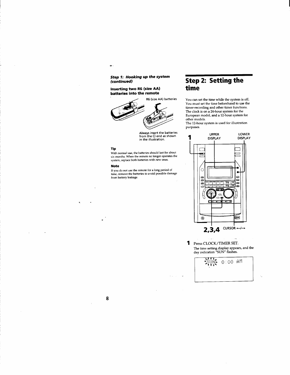 Note, Step 2: setting the time | Sony DHC-MD555 User Manual | Page 8 / 100