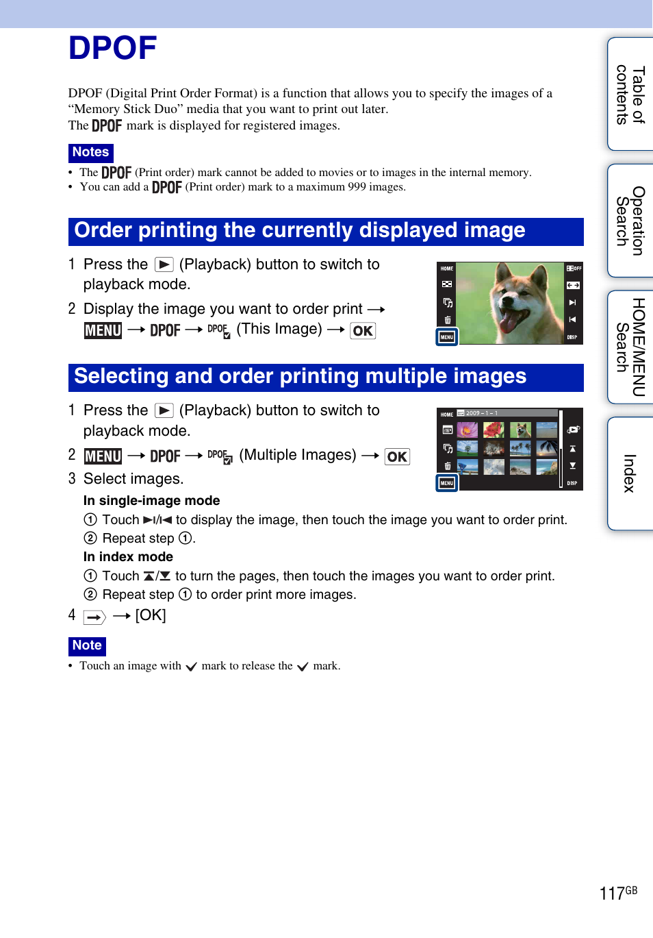 Dpof | Sony DSC-T900 User Manual | Page 117 / 170