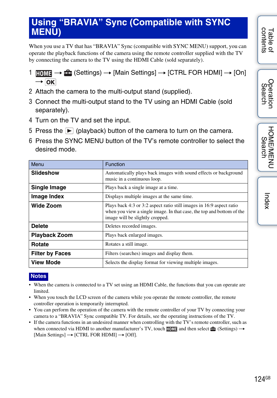 Using “bravia” sync (compatible with sync menu) | Sony DSC-T900 User Manual | Page 124 / 170