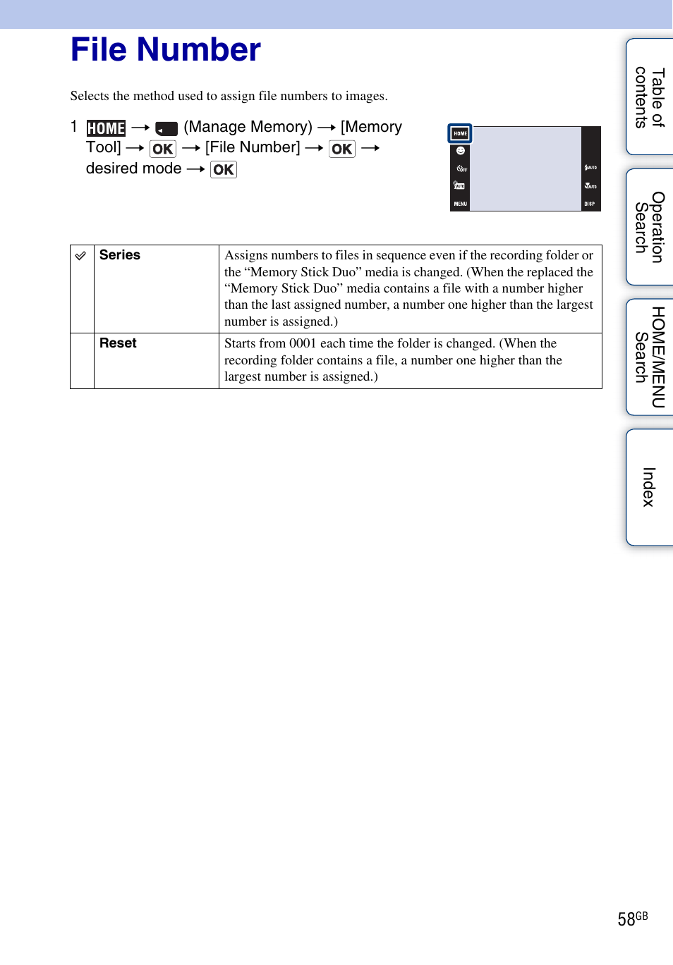 File number | Sony DSC-T900 User Manual | Page 58 / 170