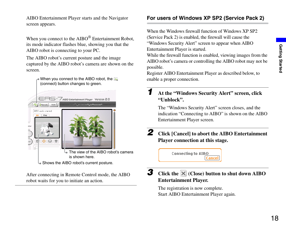 Sony ERS-7M3 User Manual | Page 18 / 99