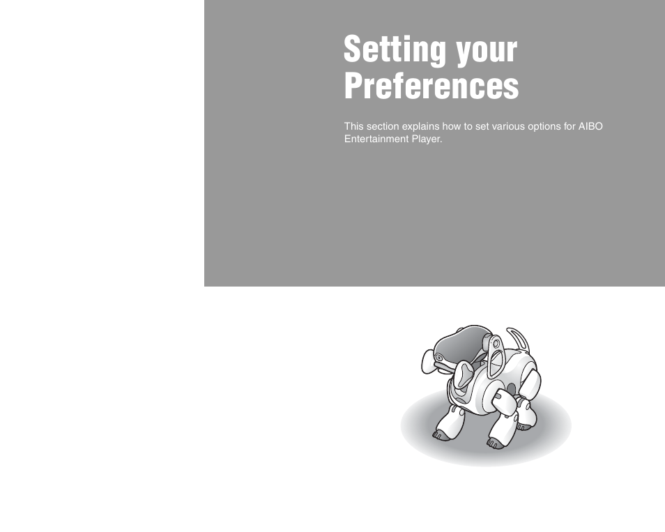Setting your preferences | Sony ERS-7M3 User Manual | Page 77 / 99