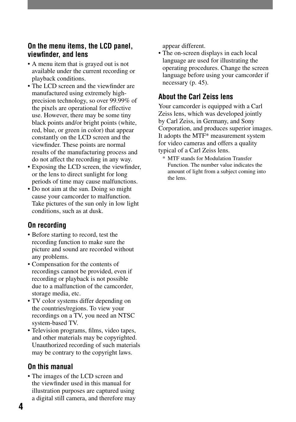 Sony DCR-HC21 User Manual | Page 4 / 92