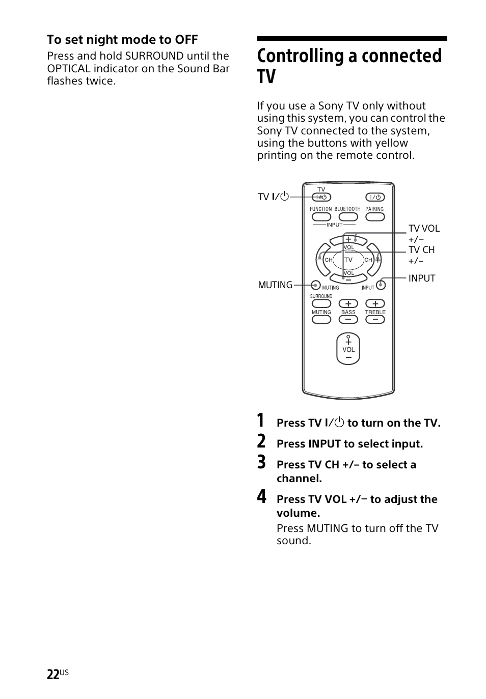 Controlling a connected tv, Controlling a connected | Sony HT-CT60BT User Manual | Page 22 / 88