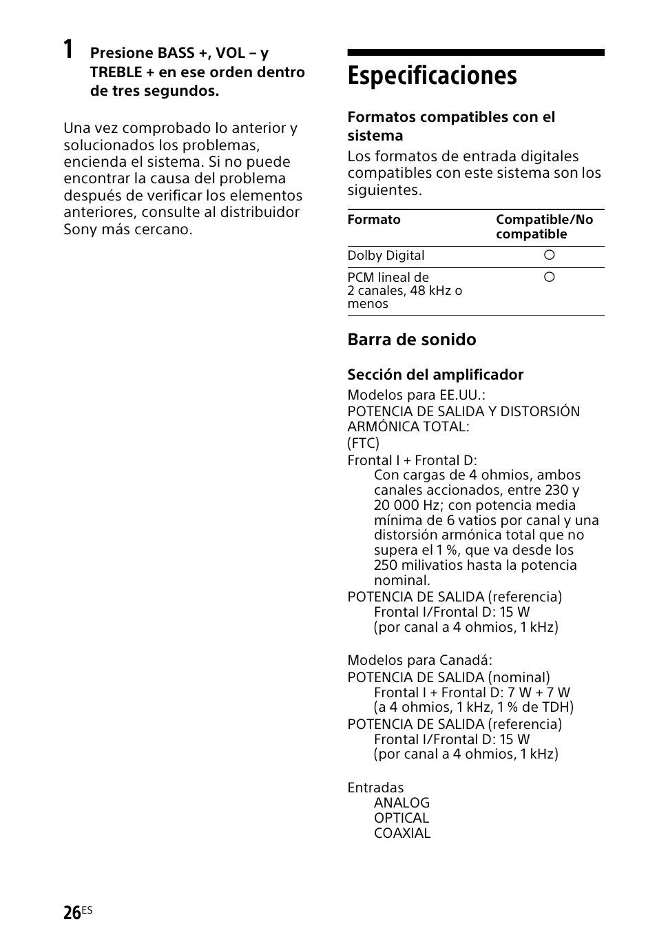 Especificaciones | Sony HT-CT60BT User Manual | Page 82 / 88