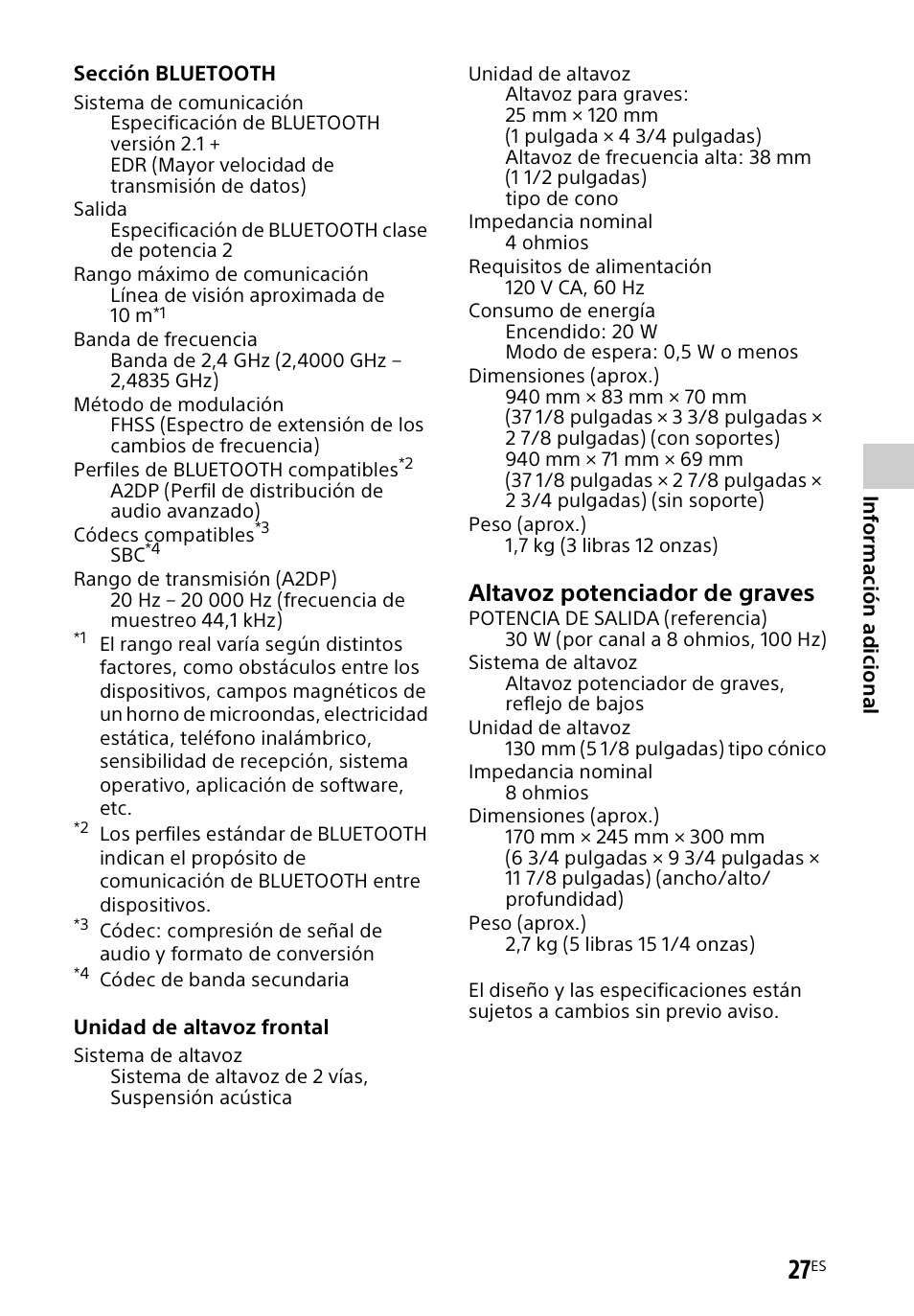Altavoz potenciador de graves | Sony HT-CT60BT User Manual | Page 83 / 88