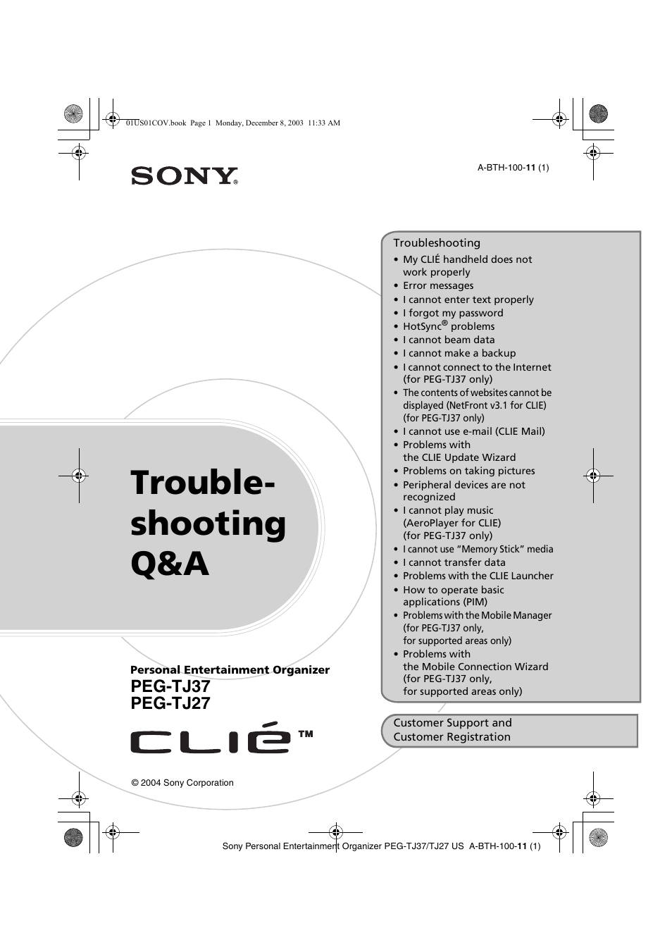 Sony PEG-TJ27 User Manual | 51 pages