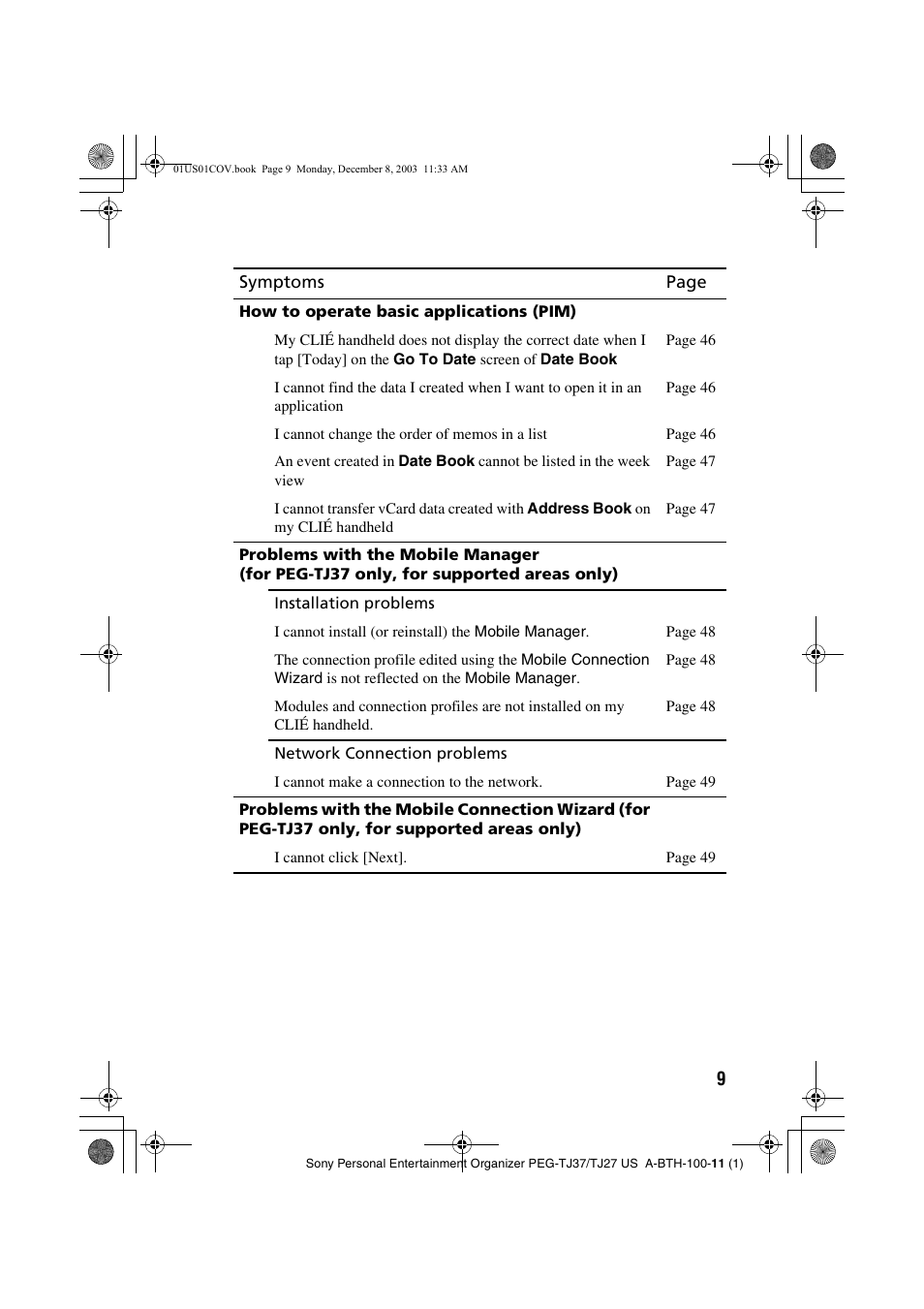 Sony PEG-TJ27 User Manual | Page 9 / 51