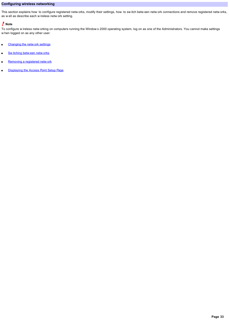Configuring wireless networking | Sony PCWA-C800S User Manual | Page 33 / 81