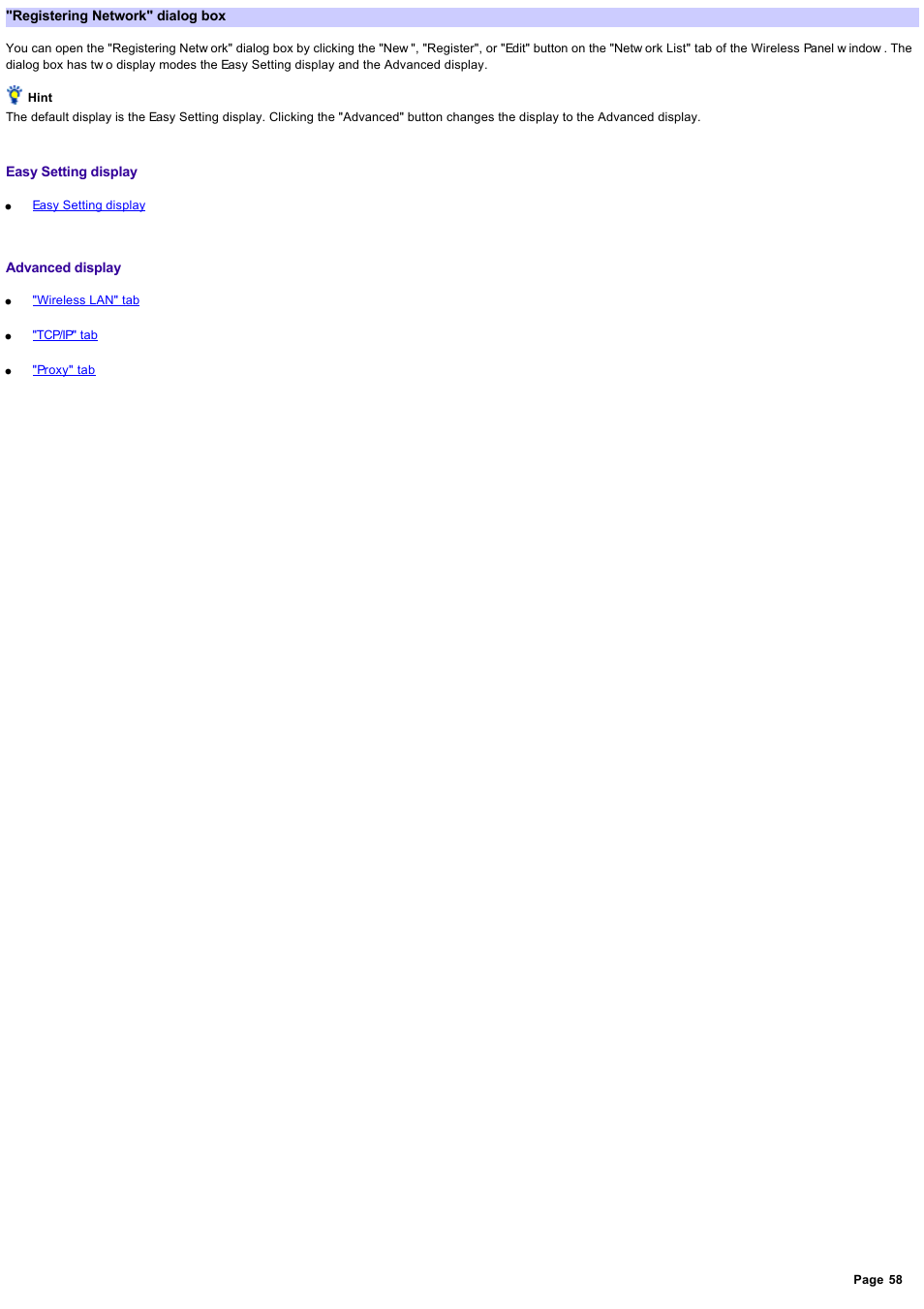 Registering network" dialog box, Registering netw ork" dialog box | Sony PCWA-C800S User Manual | Page 58 / 81