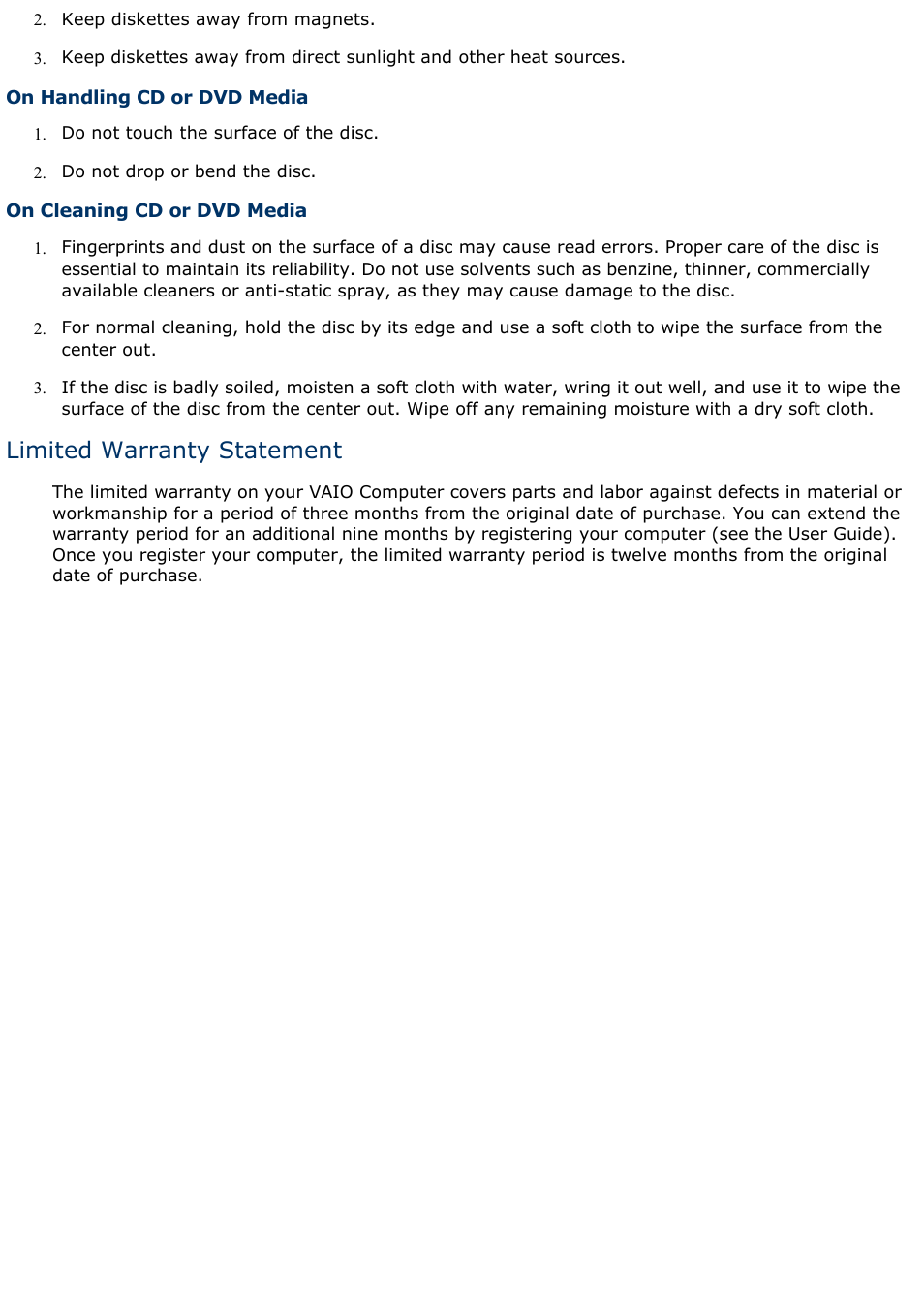 Limited warranty statement | Sony PCV-R549DS User Manual | Page 425 / 514