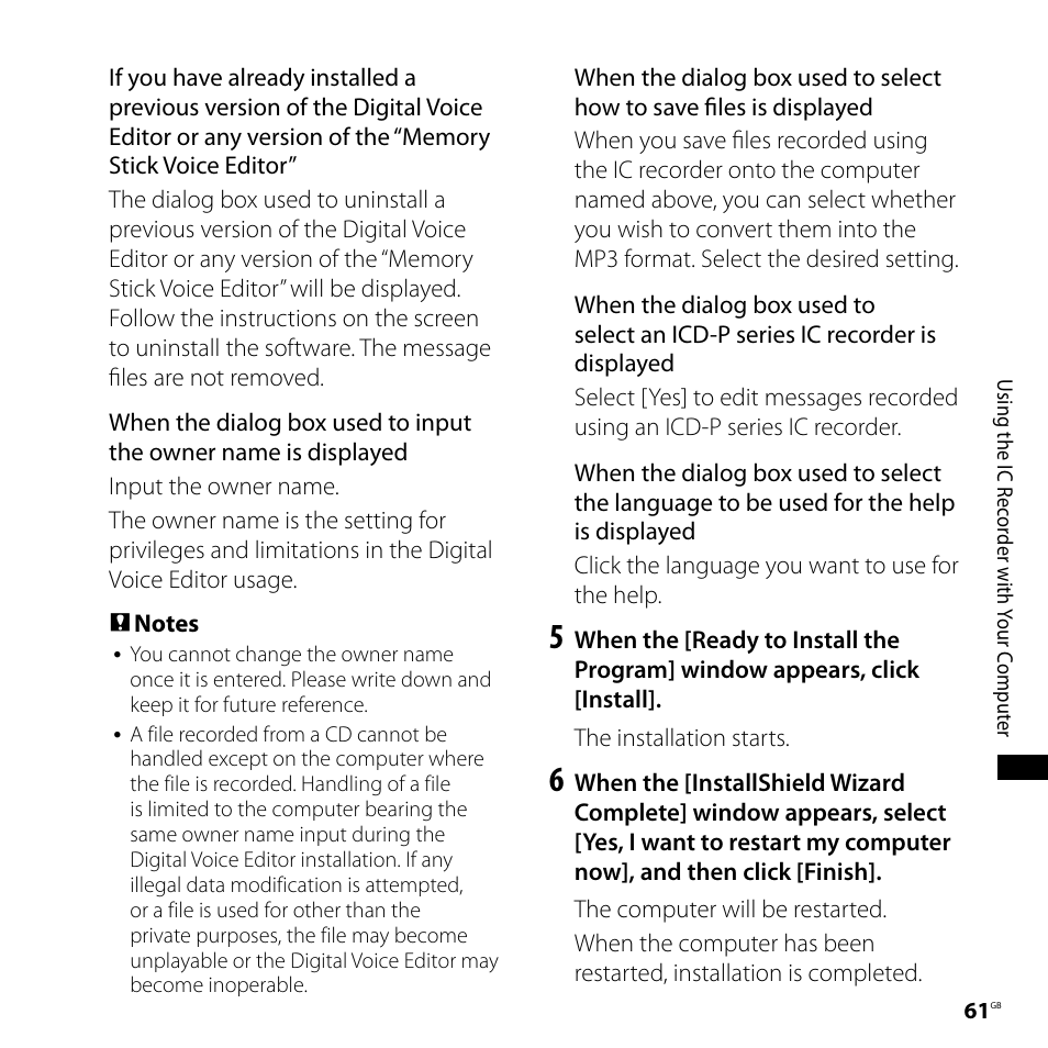 Sony ICD-SX68 User Manual | Page 61 / 88