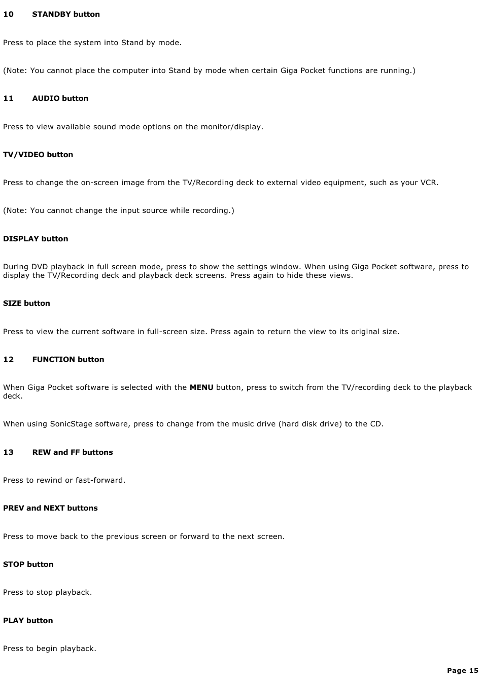 Sony PCV-W600G User Manual | Page 15 / 138