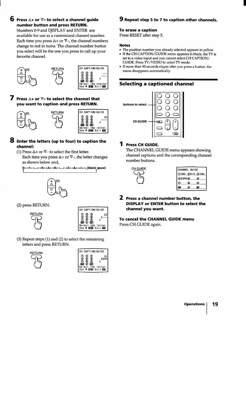 Selecting a captioned channel | Sony KV-27S10 User Manual | Page 19 / 27